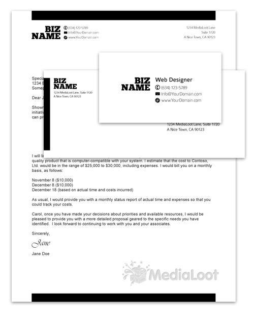 minimal corporate identity pack -- business cards, letterhead, envelope