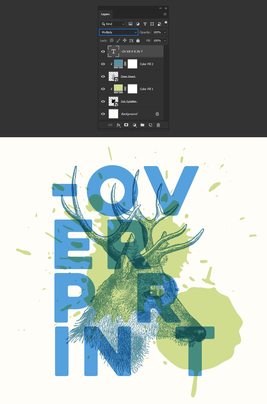 Overprint Photoshop Effect, Layer Styles Including: overprint