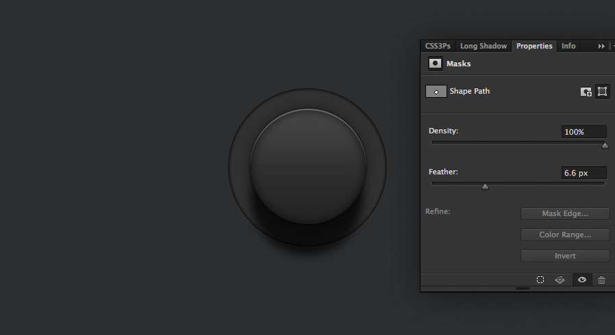 heavily feather the layer for the shadow for the audio knob photoshop tutorial