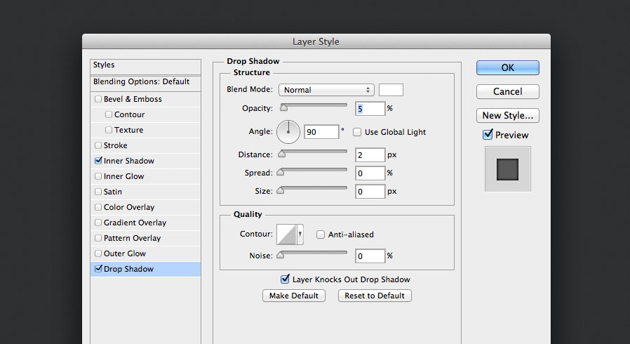 add a drop shadow layer style for the audio knob photoshop tutorial
