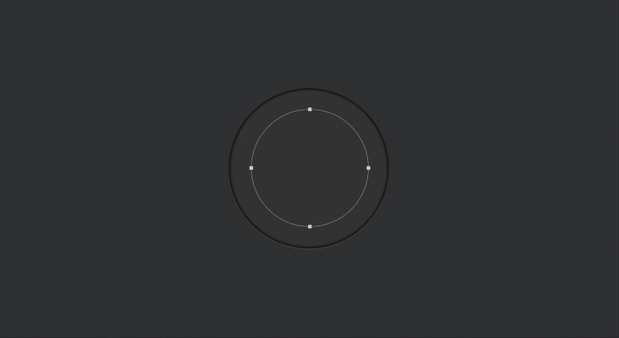draw a smaller circle in the middle of the base layer for the main part of the knob for the audio knob photoshop tutorial