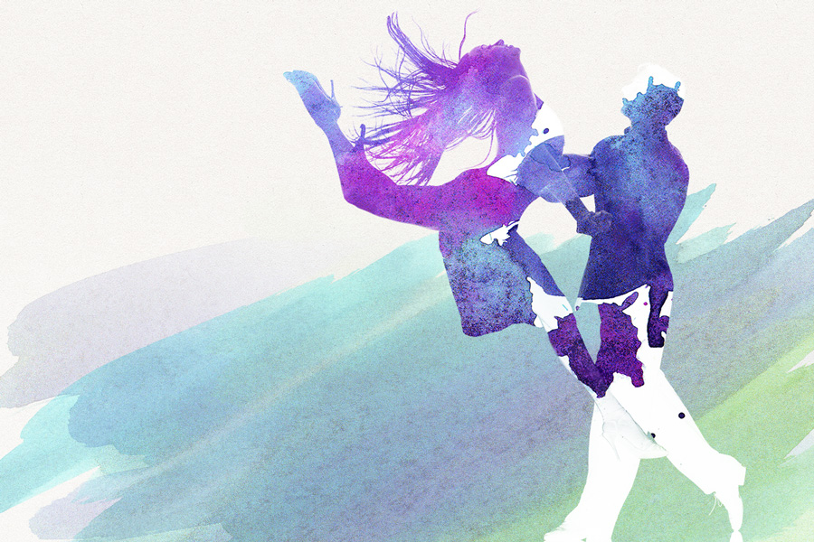 result of clipping mask with watercolor and dancers